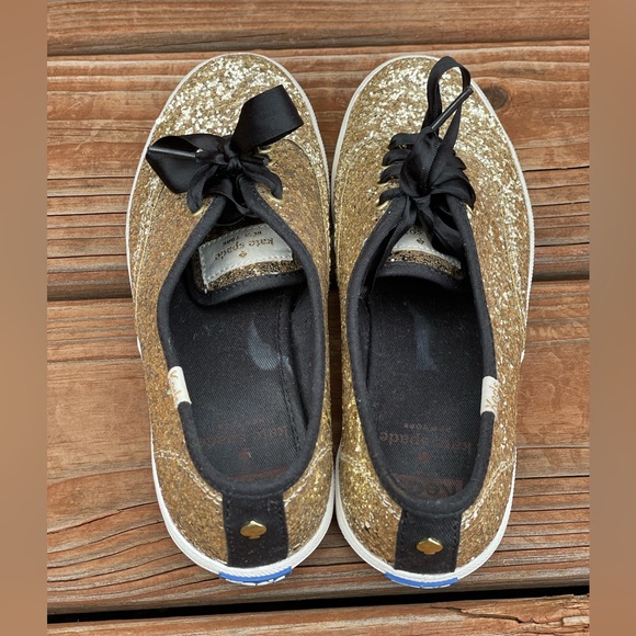 Keds x Kate Spade gold glitter shoes used US6 - Picture 6 of 14